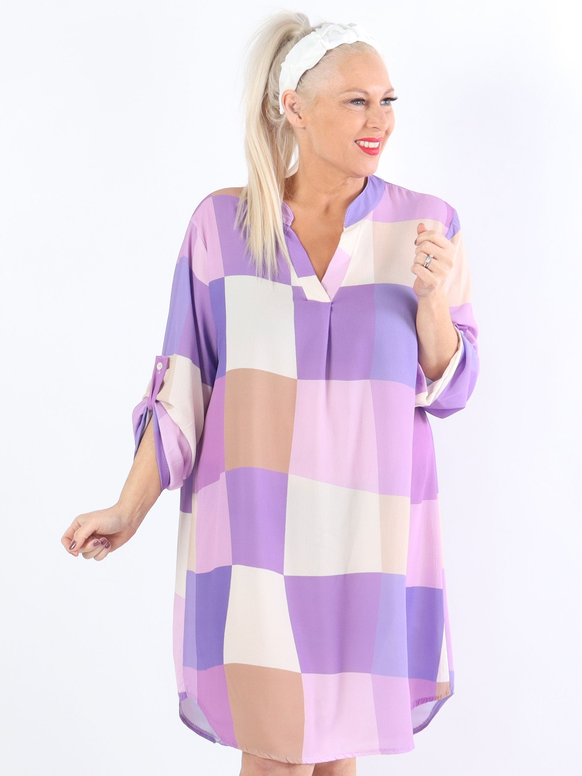 Vanesa Dress Check - Let og luftig plus size kjole